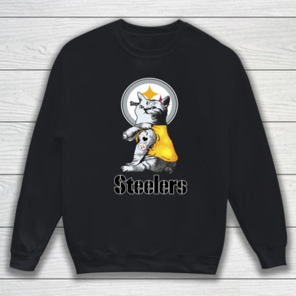 NFL Football My Cat Loves Pittsburgh Steelers Sweatshirt Fan Gift Apparel 91